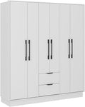 Vente-unique Armadio, L162, FEOVA, 6 ante, 2 cassetti, Bianco, legno