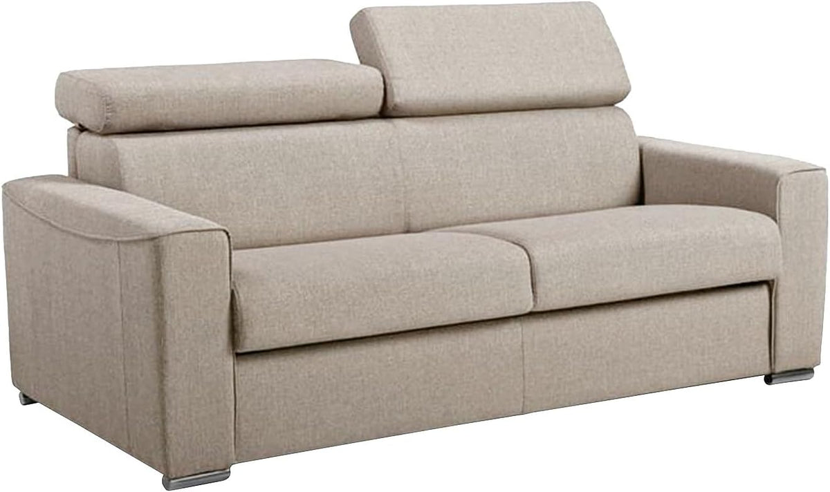 Vente-unique VIZIR Divano letto 3 posti Beige, letto 140 cm, materasso 14 cm, apertura Express, seduta memory foam