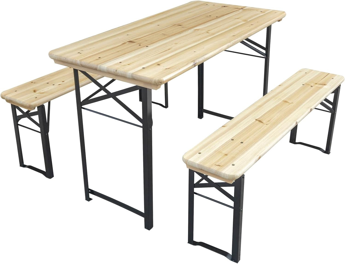 Set tavolo e panche FACCIO IO S.R.L., Naturale, 120 × 60 cm, legno, pieghevole
