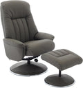 Poltrona reclinabile Morris Living, Grigio, pelle, con poggiapiedi, per soggiorno