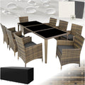 tectake Set da pranzo, 190 × 90 × 75 cm, 8 sedie, rattan, per sala da pranzo e cucina