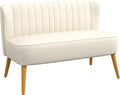 HOMCOM Divano, 2 posti, 117 × 56,5 × 77cm, Crema, lino, per soggiorno