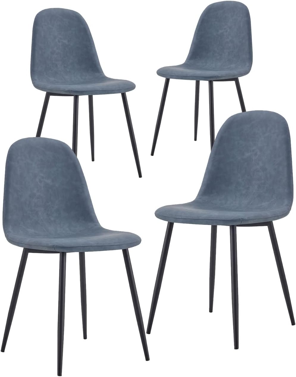Brigros Sedia, 4 sedie, 43 × 42 cm, Blu, metallo, tessuto, per sala da pranzo e cucina