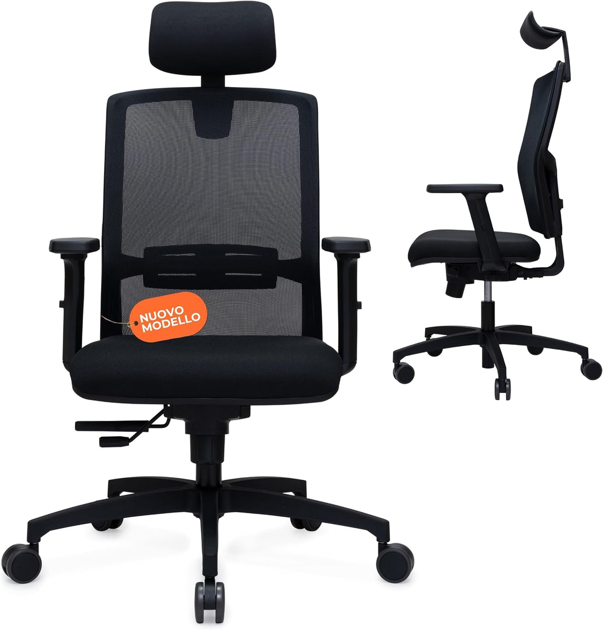 Sedia da ufficio ErgoOtto, reclinabile, con poggiatesta, ergonomica, per ufficio
