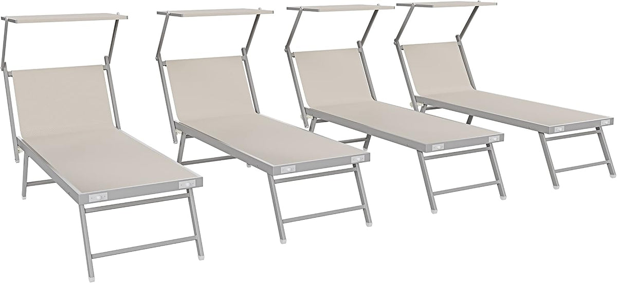 Arreditaly Lettino prendisole, 182 × 60 × 38 cm, Beige, alluminio, textilene, pieghevole, per giardino e terrazzo