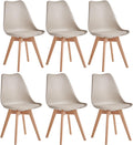 JZGORC Set di sedie da pranzo, 6 sedie, Kaki, legno, con cuscini, per camera da letto