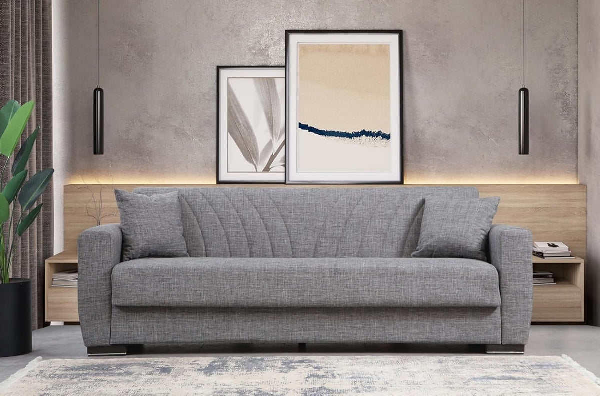 Divano letto Domo Mea, 210 × 75 × 80 cm, 3 posti, Grigio, per soggiorno