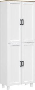HOMCOM Credenza, 4 ante, Bianco, 60 × 30 × 170,5 cm, legno, per soggiorno e sala da pranzo