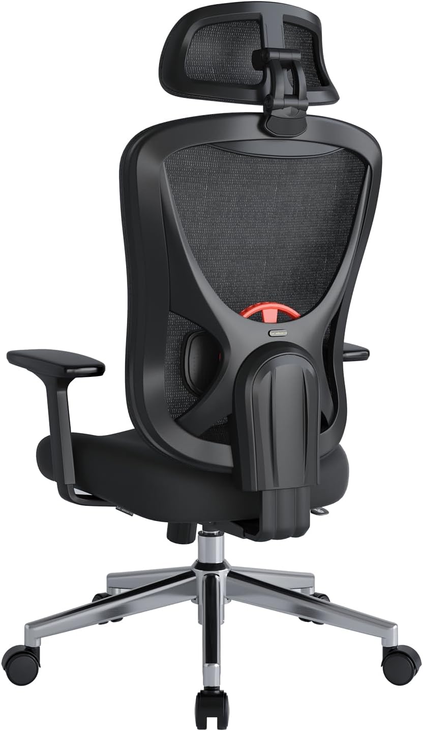 Sedia da ufficio Eucladoceros, regolabile, con poggiatesta, con braccioli, tessuto, ergonomica, per ufficio