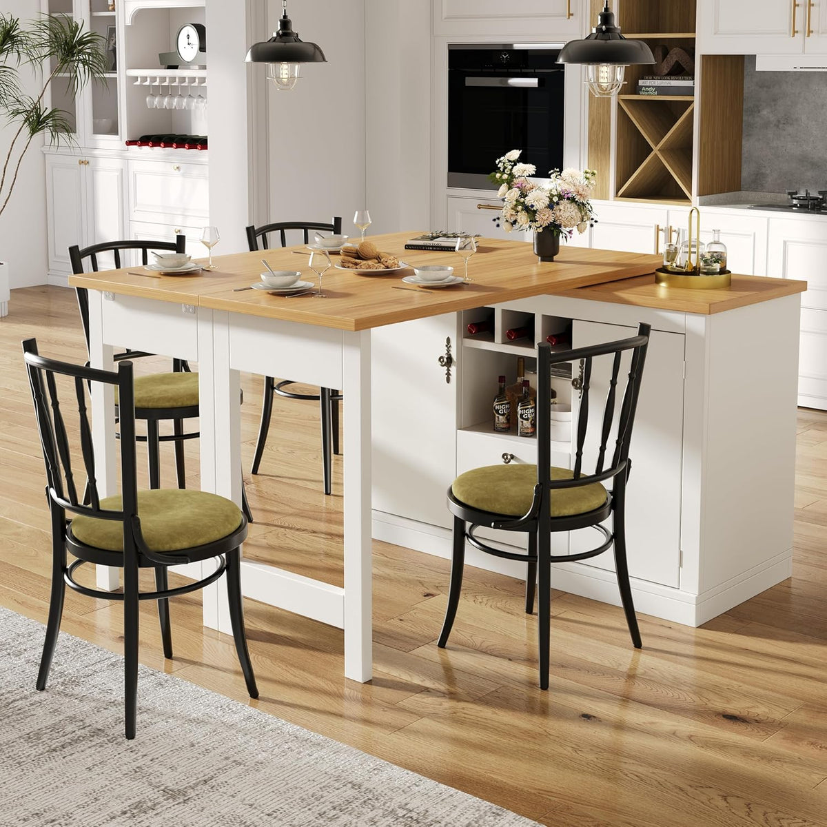 Tavolo da pranzo Kebnor, con contenitore, regolabile, allungabile, 180 cm, MDF, per ufficio