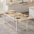 Set da pranzo Crevyteg, 120 × 76,5 × 70 cm, 106,9 × 30 × 46,5 cm, Naturale/Bianco, 2 sgabelli, allungabile, legno, MDF, per ufficio