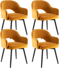 Set di sedie da pranzo Ya-Home, 4 sedie, Giallo, metallo, velluto, per sala da pranzo e cucina