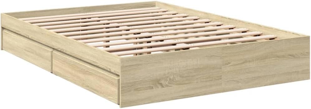 vidaXL Struttura letto, 140 × 190 cm, Rovere, legno, per camera da letto
