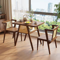Set da pranzo, 2 sedie, legno massello, rattan, per sala da pranzo e cucina