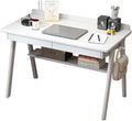 Scrivania, 120 cm, 2 cassetti, Bianco, legno massello, per ufficio