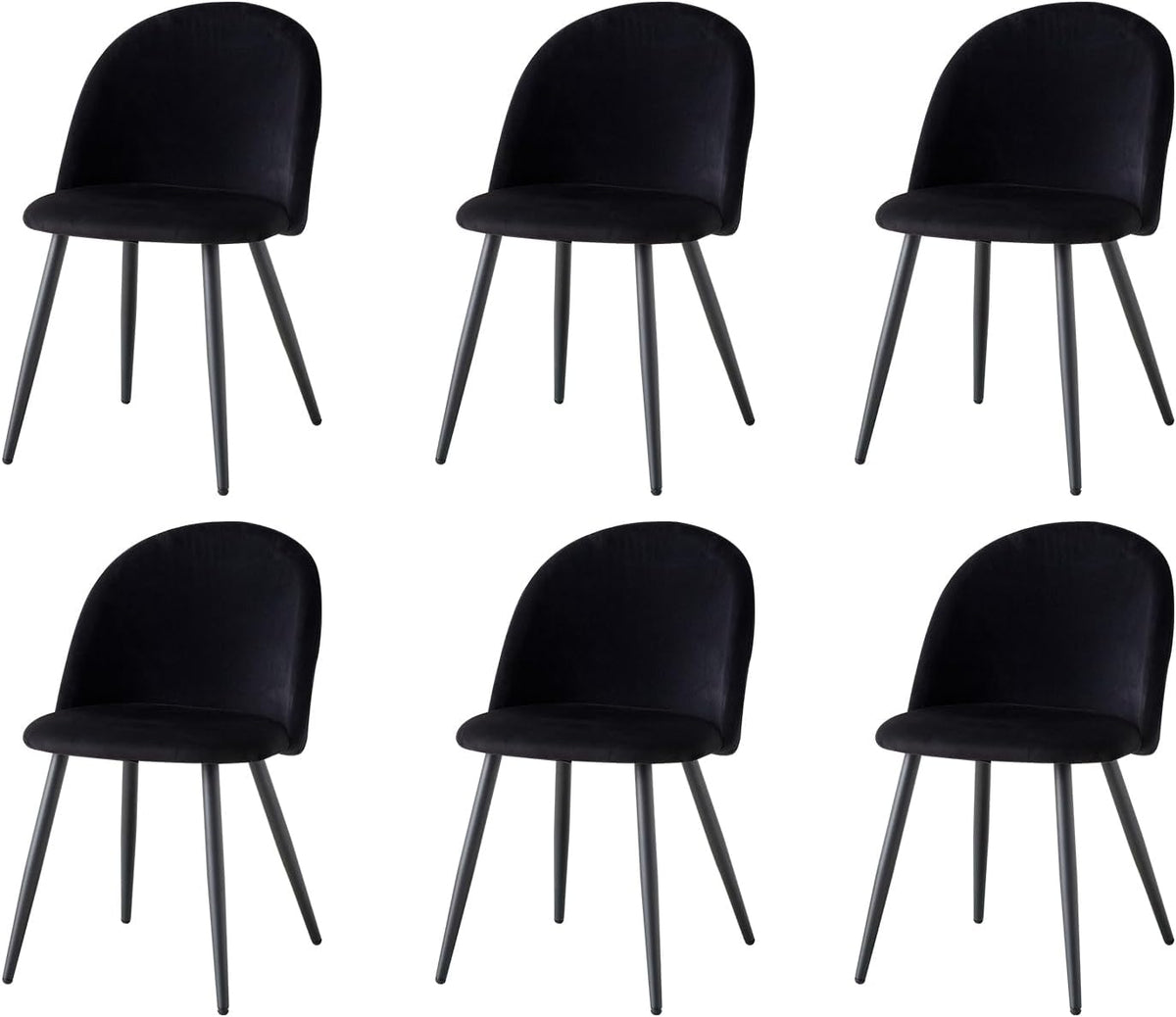 Set di sedie da pranzo GrandCA HOME, 47,5 × 43 × 80 cm, 6 sedie, Nero, velluto, per sala da pranzo e cucina