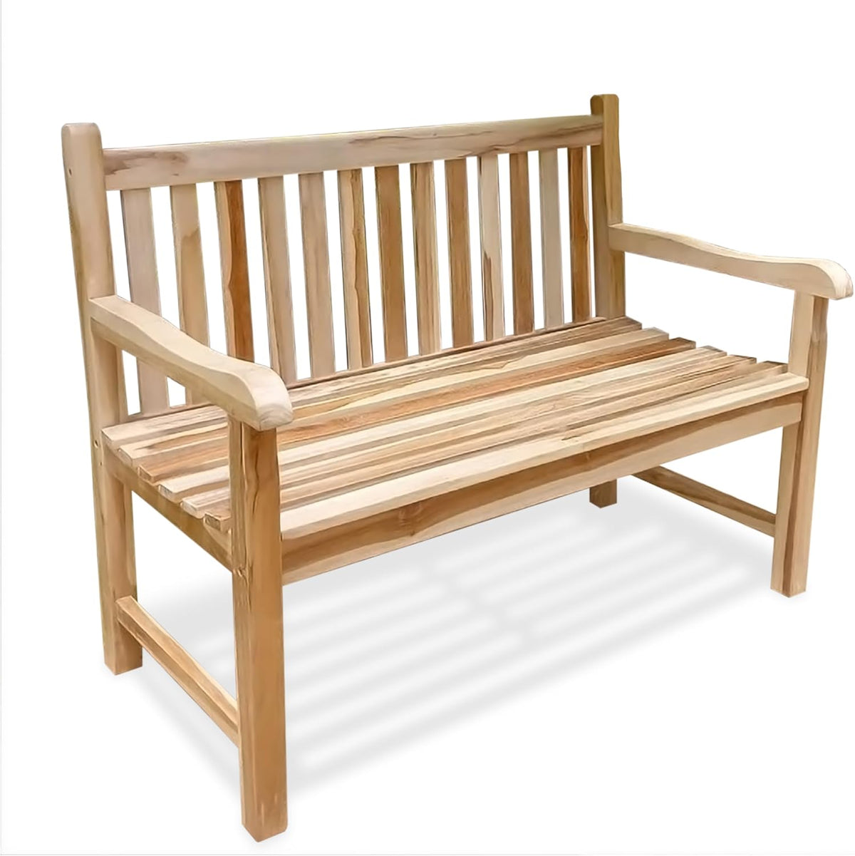 Panca Spetebo, 110 × 50 cm, Teak, 2 posti, con braccioli, legno, per giardino e terrazzo