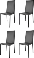 Set di sedie da pranzo t m c s, Julia, Nero, 4 sedie, acciaio, pelle, per sala da pranzo e cucina