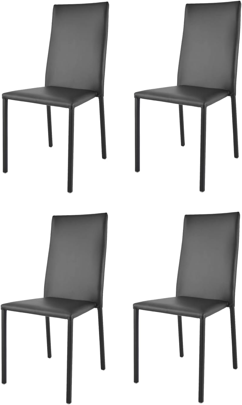 Set di sedie da pranzo t m c s, Julia, Nero, 4 sedie, acciaio, pelle, per sala da pranzo e cucina