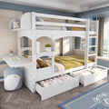 Letto a castello NuvlaGu, pieghevole, 90 × 200 cm, 2 cassetti, Bianco, legno, materasso non incluso, per camera da letto