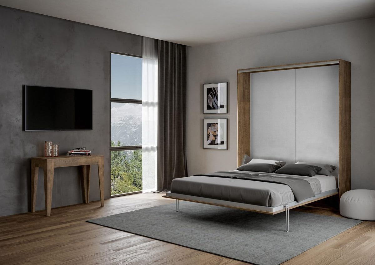 IMAGO FACTORY Letto a parete, matrimoniale, 160 × 190 cm, Noce, pieghevole, per camera da letto