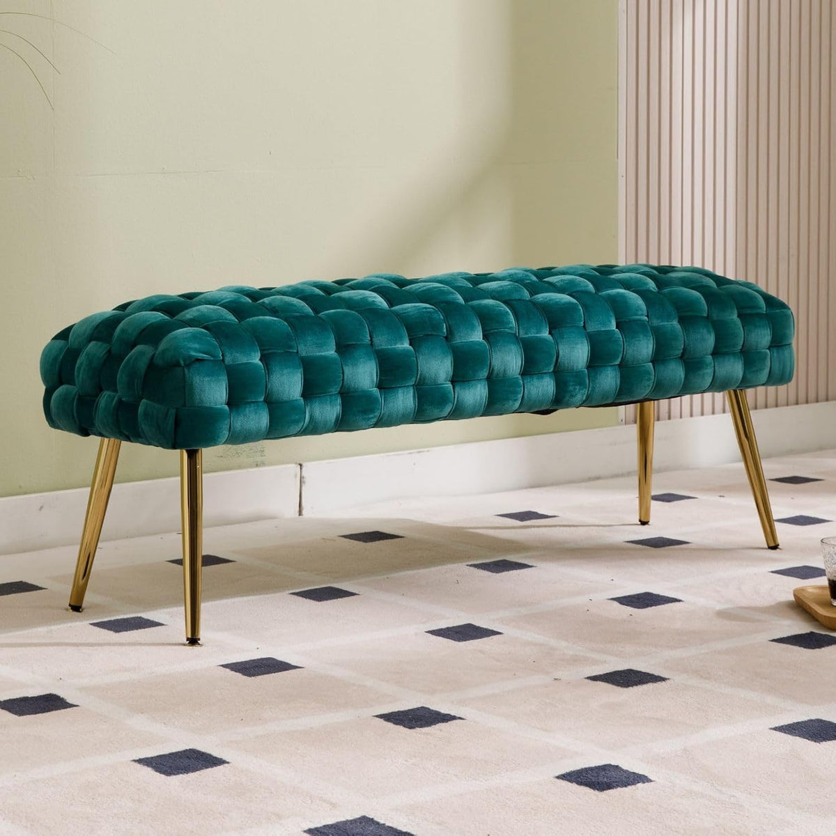 Panca DAYALANE, 120 cm, Verde, velluto