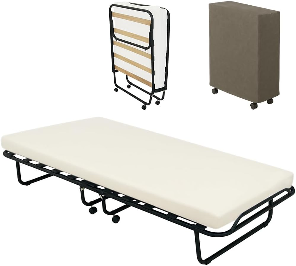 SEDIAOFFICE Brandina pieghevole, 12 doghe, 80 × 190 cm, Bianco, acciaio