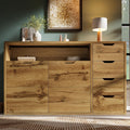 BTM Comò e cassettiera, 2 ante, 4 cassetti, 150 × 40 × 90 cm, Rovere, metallo, regolabile