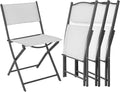 Set di sedie da pranzo shopbest.it, 4 sedie, Bianco, 10 × 46 × 90 cm, metallo, textilene, pieghevole, per giardino e terrazzo
