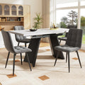 Kebnor Set da pranzo, 5 pezzi, 4 sedie, 160 × 80 × 75 cm, Bianco, velluto, allungabile, per sala da pranzo e cucina