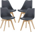Set di sedie da pranzo en.casa, Grigio, 4 sedie, legno, similpelle, ergonomico, per ufficio