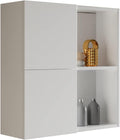 Mobile a muro Mama Store, L.71, P.22, 22 × 71 cm, 2 ante, Bianco, legno