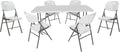 Set da pranzo XONE, 6 sedie, Bianco, 180 × 76 × 73cm, 85 × 45 × 50cm, metallo, resina, pieghevole, per giardino e terrazzo