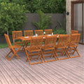 Gecheer Set da pranzo, 10 sedie, 220 cm, legno, pieghevole, per giardino e terrazzo