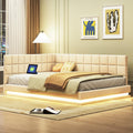 Divano letto NovaFurnish, Beige, 140 × 200 cm, velluto, tessuto, con rete a doghe, imbottito, per soggiorno