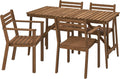 ProTuning ASKHOLMEN Set da giardino, tavolo 143 × 75 cm e 4 sedie con braccioli, Marrone scuro, acacia