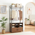 Armadio guardaroba en.casa, 180 × 80 × 40 cm, Nero/Noce, legno, per camera da letto