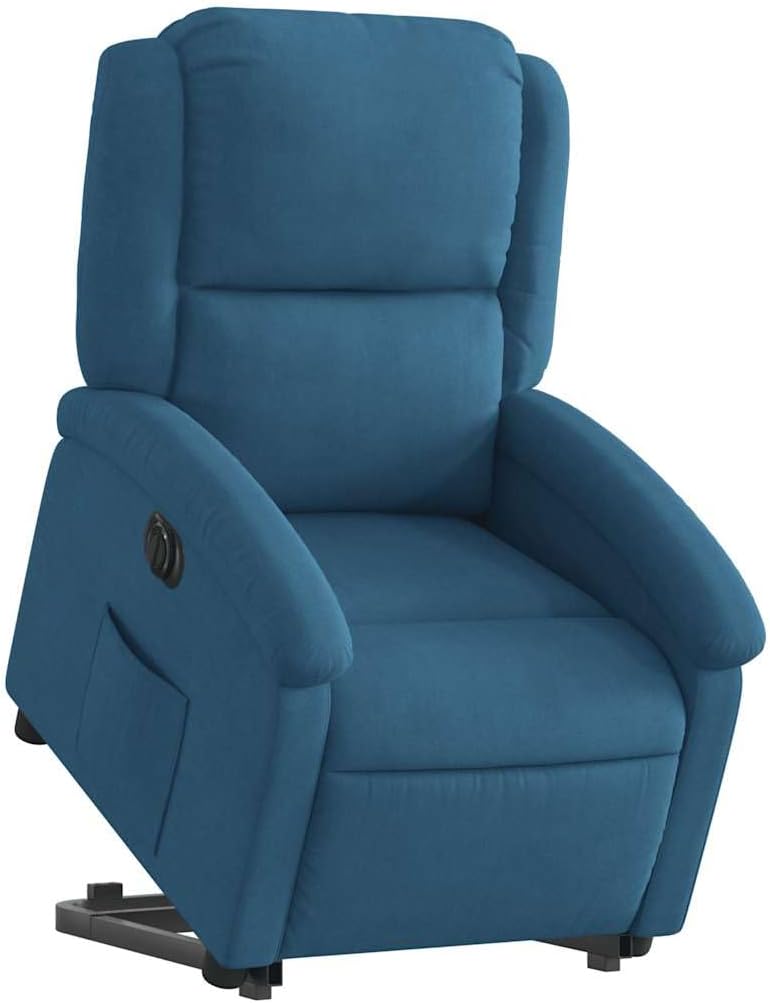 vidaXL Poltrona reclinabile, Blu, velluto, alzapersona, per soggiorno