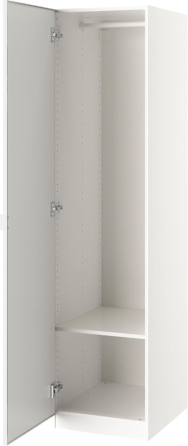 Armadio guardaroba, 50 × 60 × 201 cm, Bianco, vetro, per camera da letto