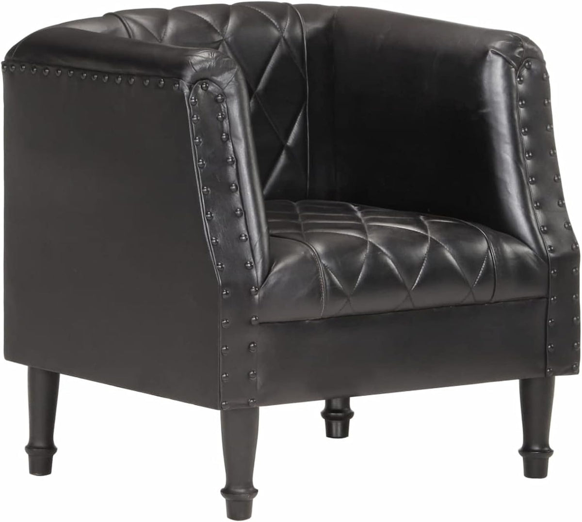 Divano Tidyard, con braccioli, 60 × 57 × 64 cm, Nero, pelle, per soggiorno
