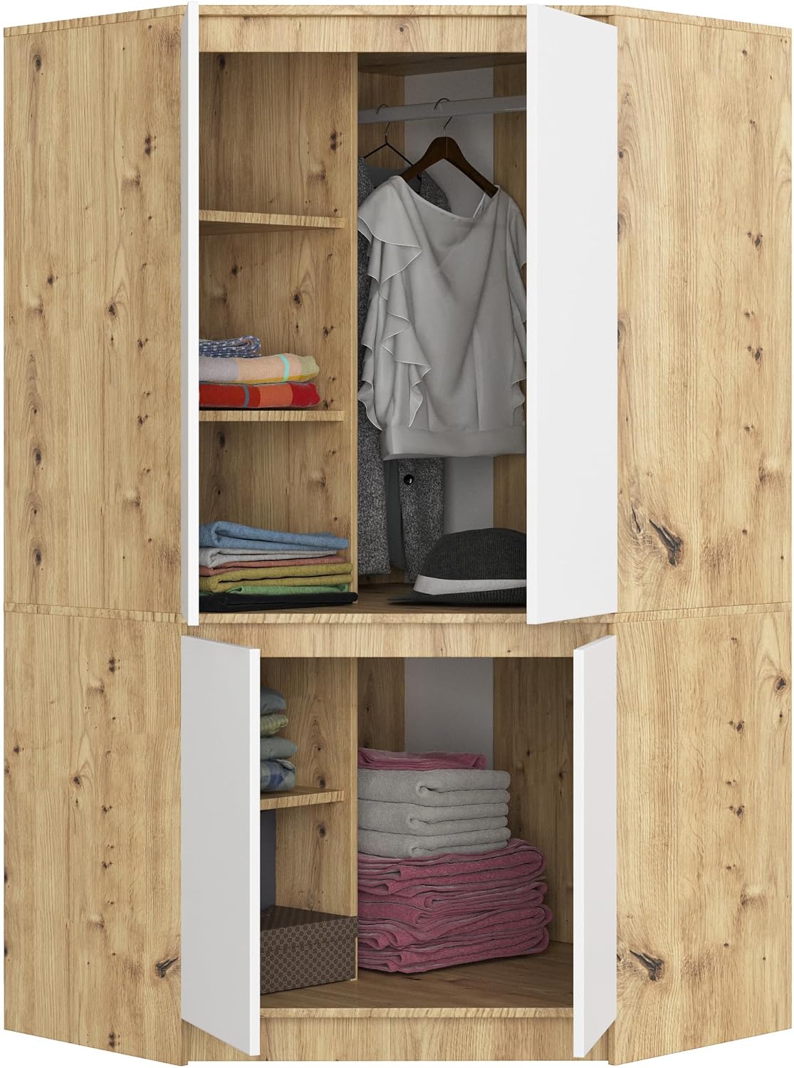 Armadio BDW, Bianco, 100 cm, per camera da letto