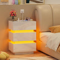 Comodino Ysgwsg, 45 × 35 × 62cm, Bianco, 3 cassetti, con porta USB, per camera da letto