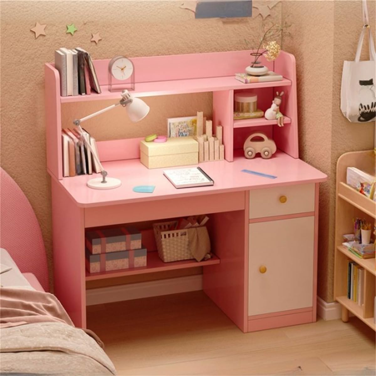 MESCXTY Credenza, 78 cm, Rosa, legno, per ufficio