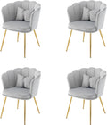 Set di sedie da pranzo YAIXBNG, 4 sedie, Oro, metallo, velluto, con cuscini, per bagno
