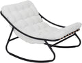 Rebecca Mobili Poltrona a dondolo, RE7180, imbottito, 74 × 78 × 101 cm, Grigio/Bianco, acciaio, per giardino e terrazzo