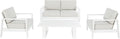 Brigros Set di mobili da giardino, 86 × 85,5 × 83cm, 156 × 85,5 × 83cm, Bianco, alluminio, sfoderabile, con cuscini, per giardino e terrazzo