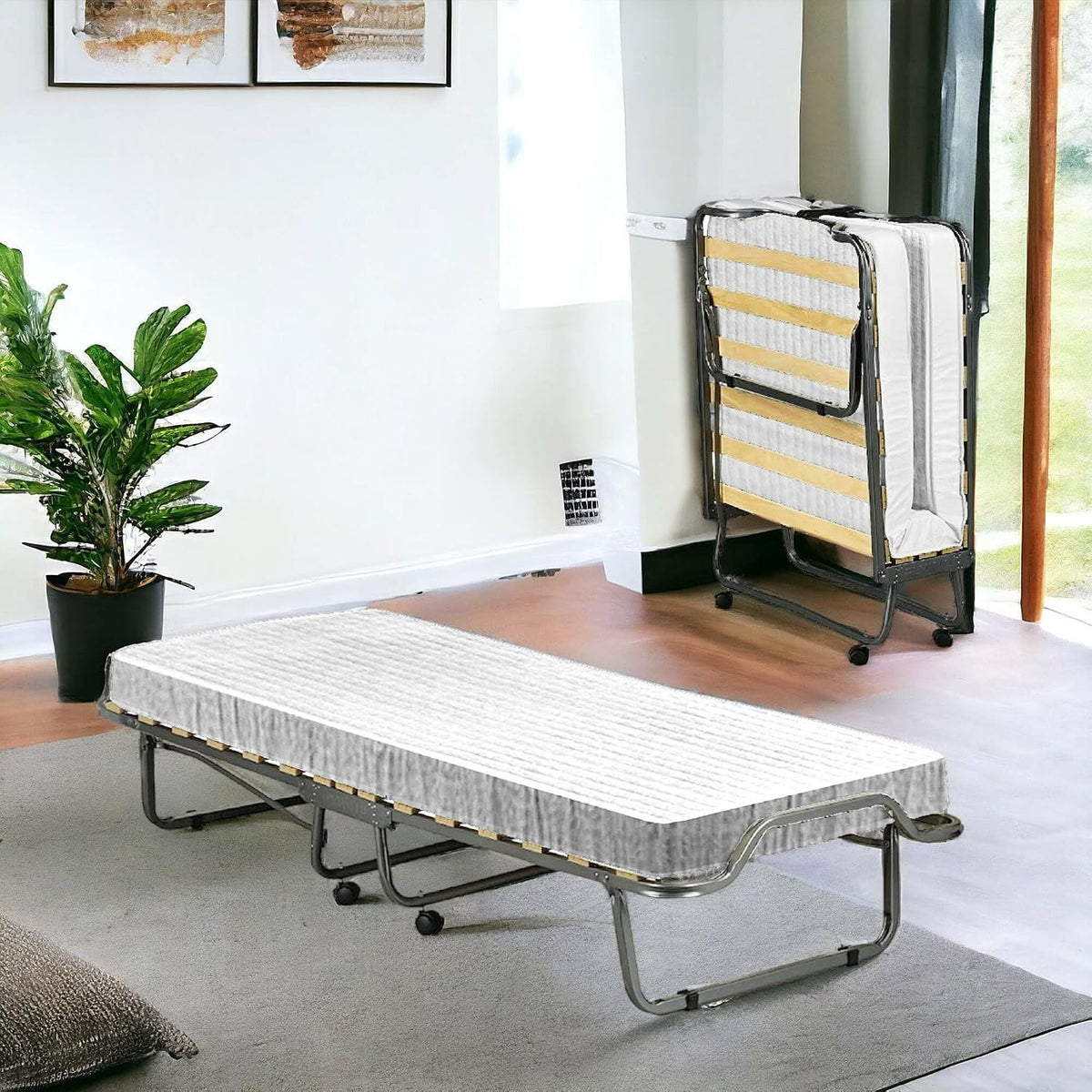 Talamo Italia Brandina pieghevole, 80 × 190 × 10 cm, Bianco, legno