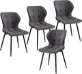Set di sedie da pranzo GrandCA HOME, Grigio scuro, 4 sedie, metallo, lino, per camera da letto