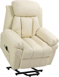 HOMCOM Poltrona reclinabile, 96 × 93 × 105 cm, Crema, pelle, alzapersona, per soggiorno