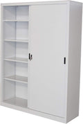 Armadio SOCAM, con ante scorrevoli, 150 × 45 × 200 cm, Grigio, metallo, per ufficio
